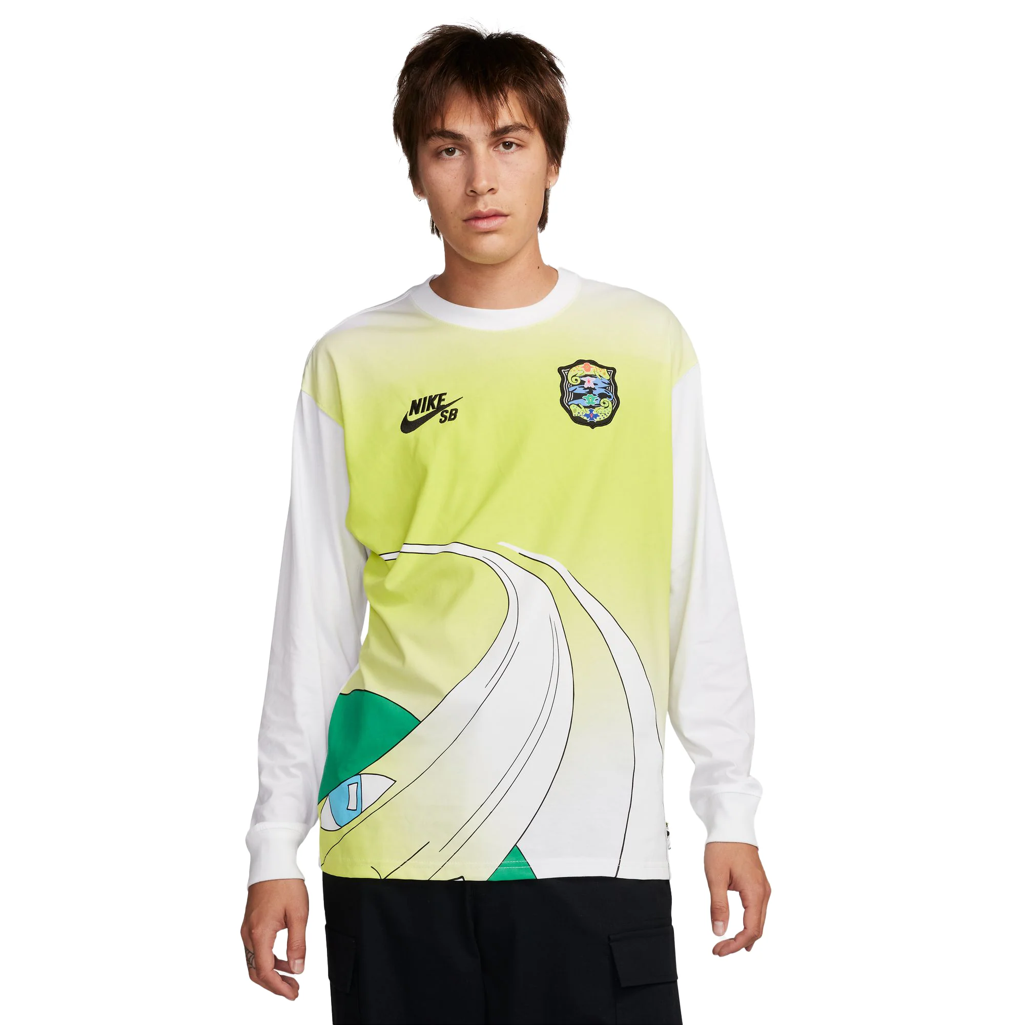 Nike SB Olympic Chameleon Longsleeve Tee - White/Yellow - Image 2