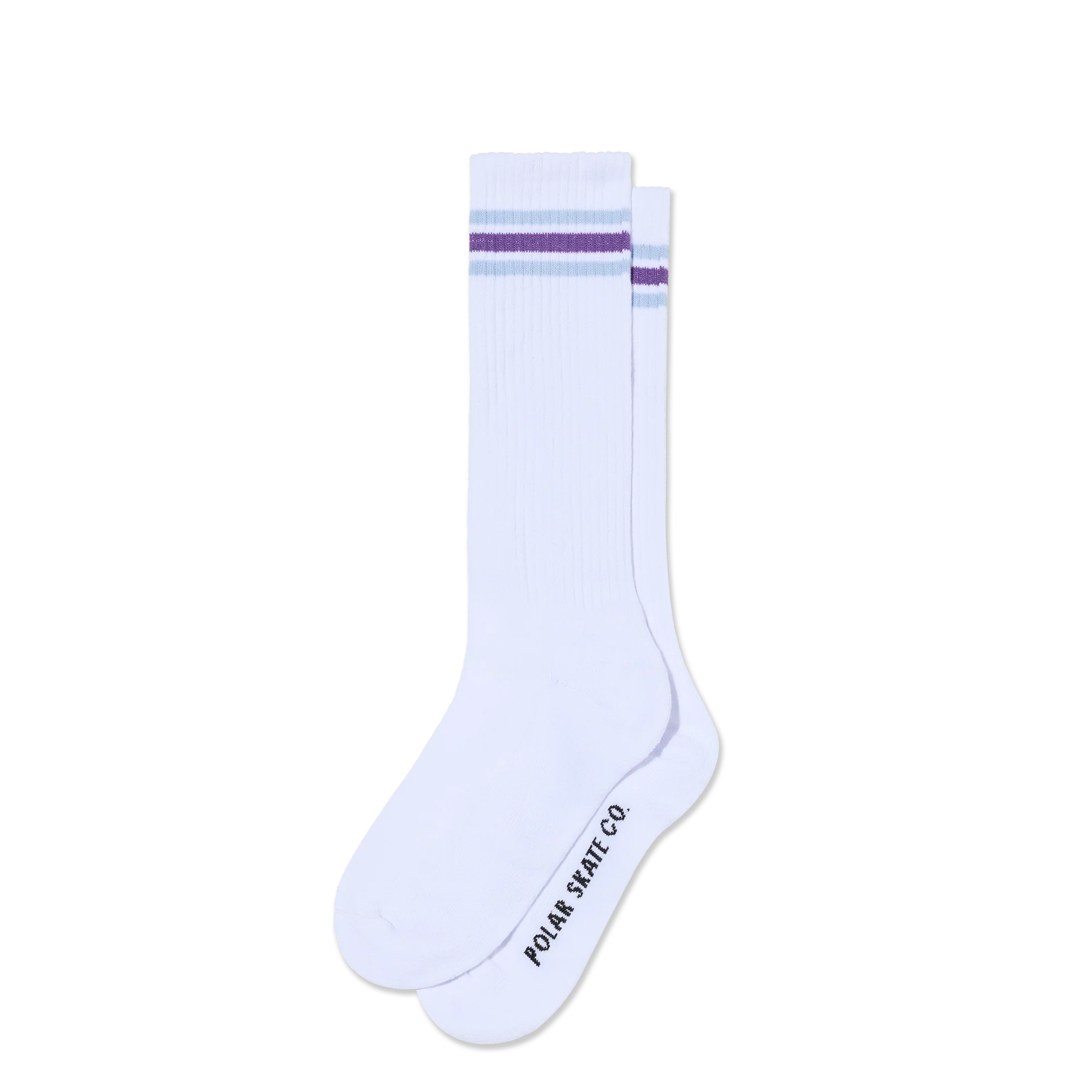 Polar 2 Stripe Rib Sock - White / Lavender