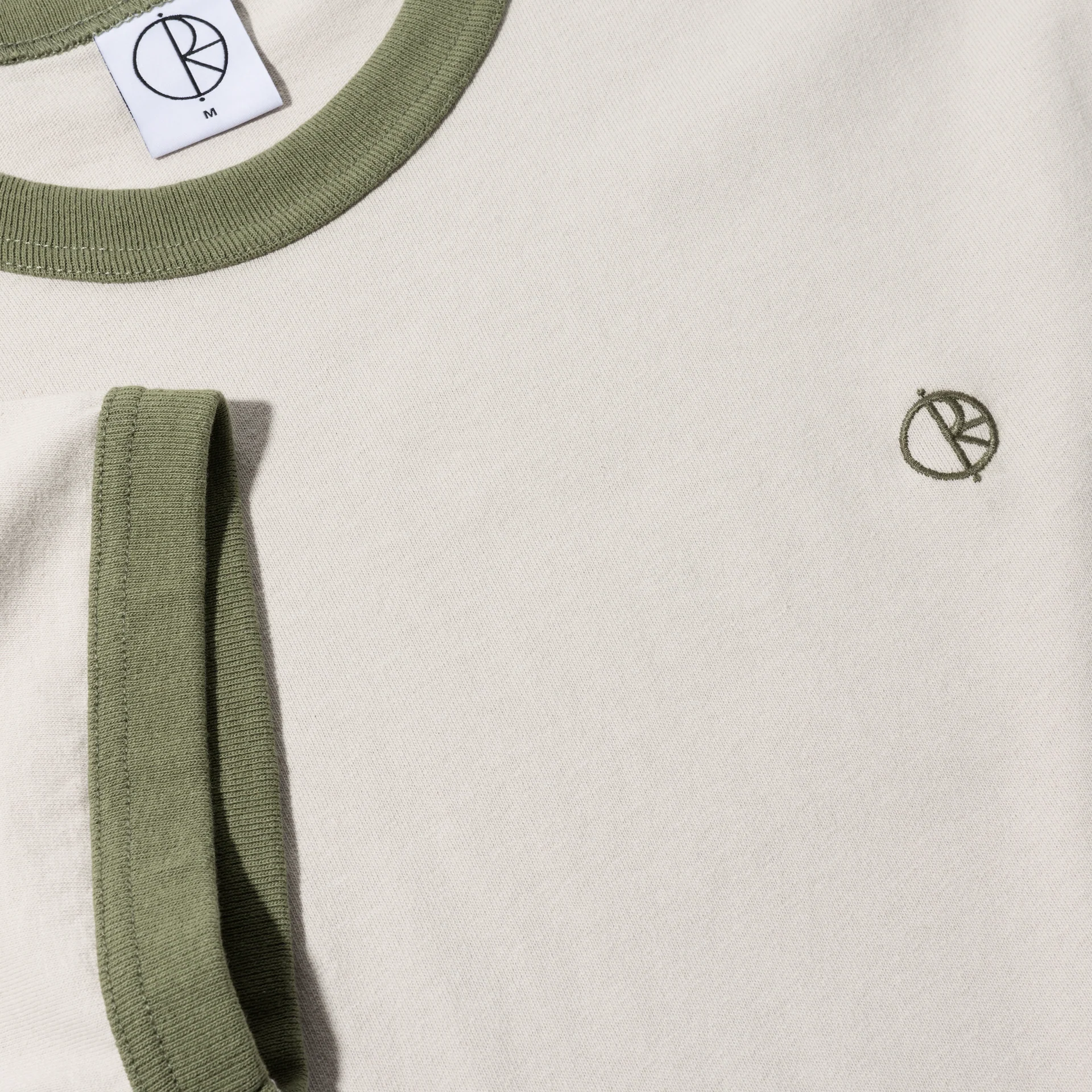 Polar Ringer Tee - Pale Taupe/Army Green - Image 3